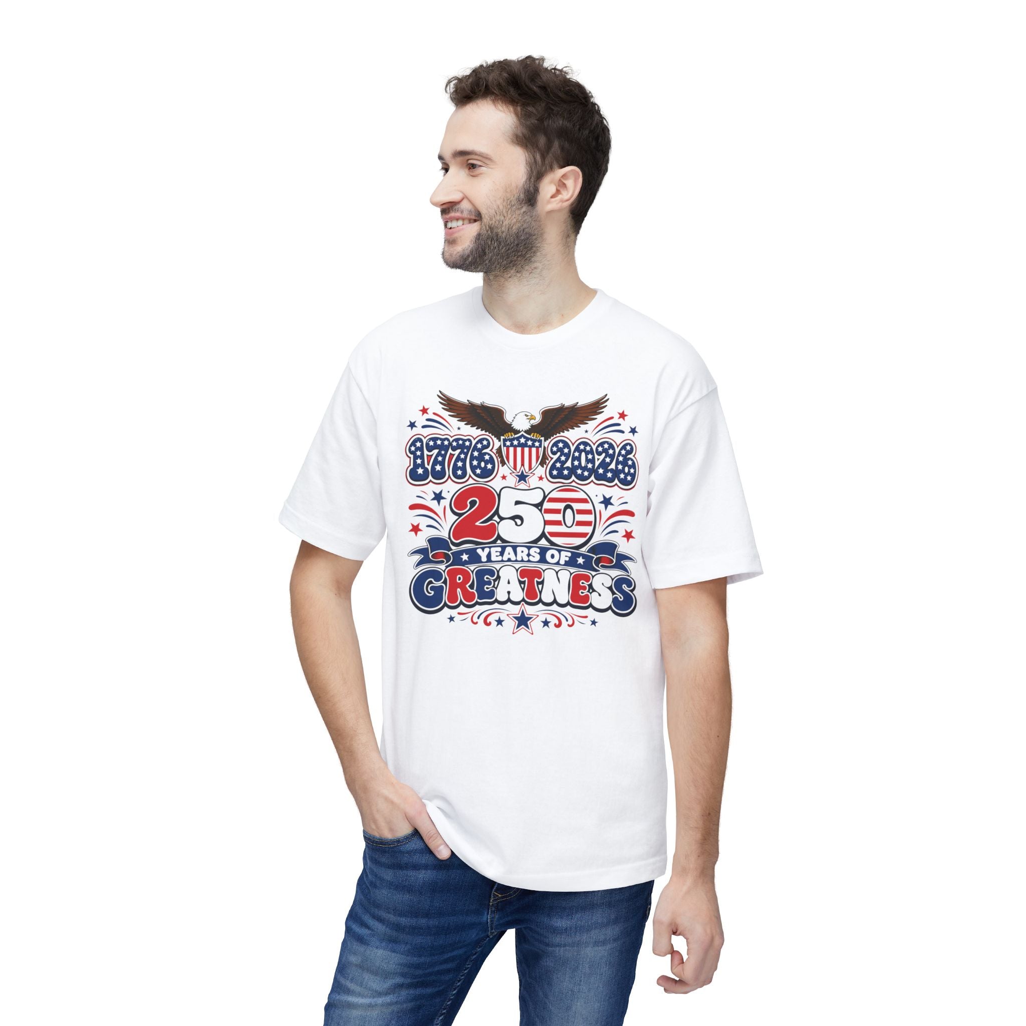 Patriotic 250 Years of Greatness T-Shirt — 1776-2026 Eagle USA Anniversary Tee