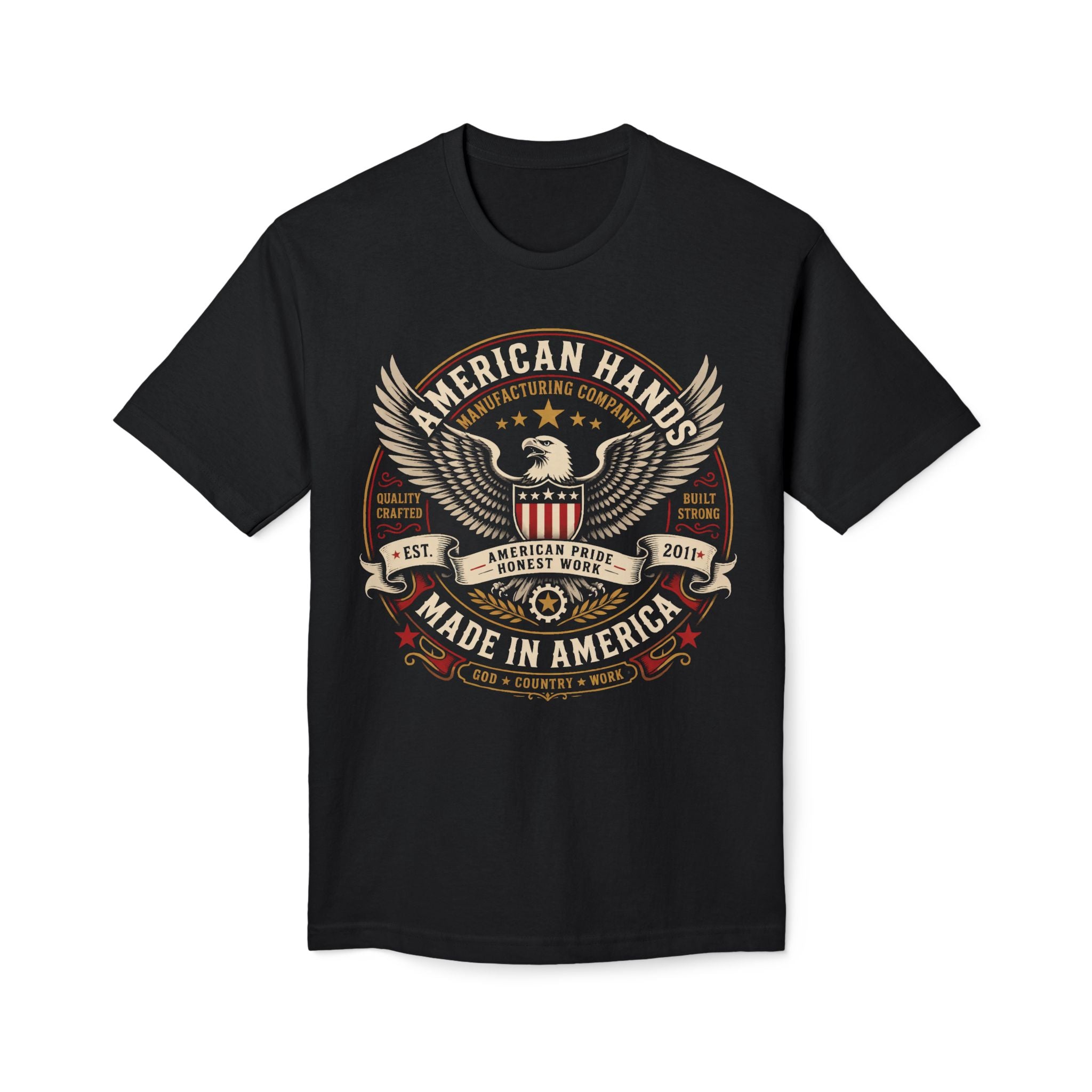 Made in America Eagle T-Shirt — "American Hands" Vintage Patriotic Tee